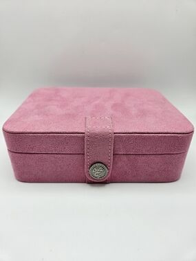 Mele & Co Pink Faux Suede Jewelry Two Tier Vanity Travel Case Organizer